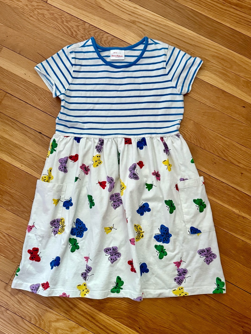 🦋Hanna Andersson 140/10 Short Sleeve Mixie Butterfly Print 100% Cotton Playdress
